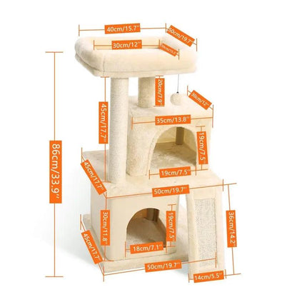 Rocket Styling Cat Tree Condo Scratching Post Multi-level Cat Towel Cozy Perches Climbing Tree Toys Activity Furniture Protector - Pampered Pets