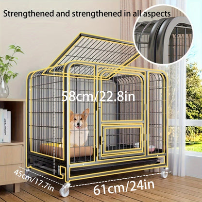 Stainless Steel Dog Crate with Toilet - Indoor Pet Cage for Small to Medium Breeds, Cozy Winter Kennel for Corgis & Large Dogs - Pampered Pets