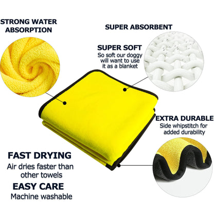 Dog Towels For Drying Dogs Drying Towel Dog Bath Towel, Quick-drying Pet Dog And Cat Towels Soft Fiber Towels Robe Super Absorbent Quick Drying Soft Microfiber Pet Towel For Dogs, Cats Yellow - Pampered Pets