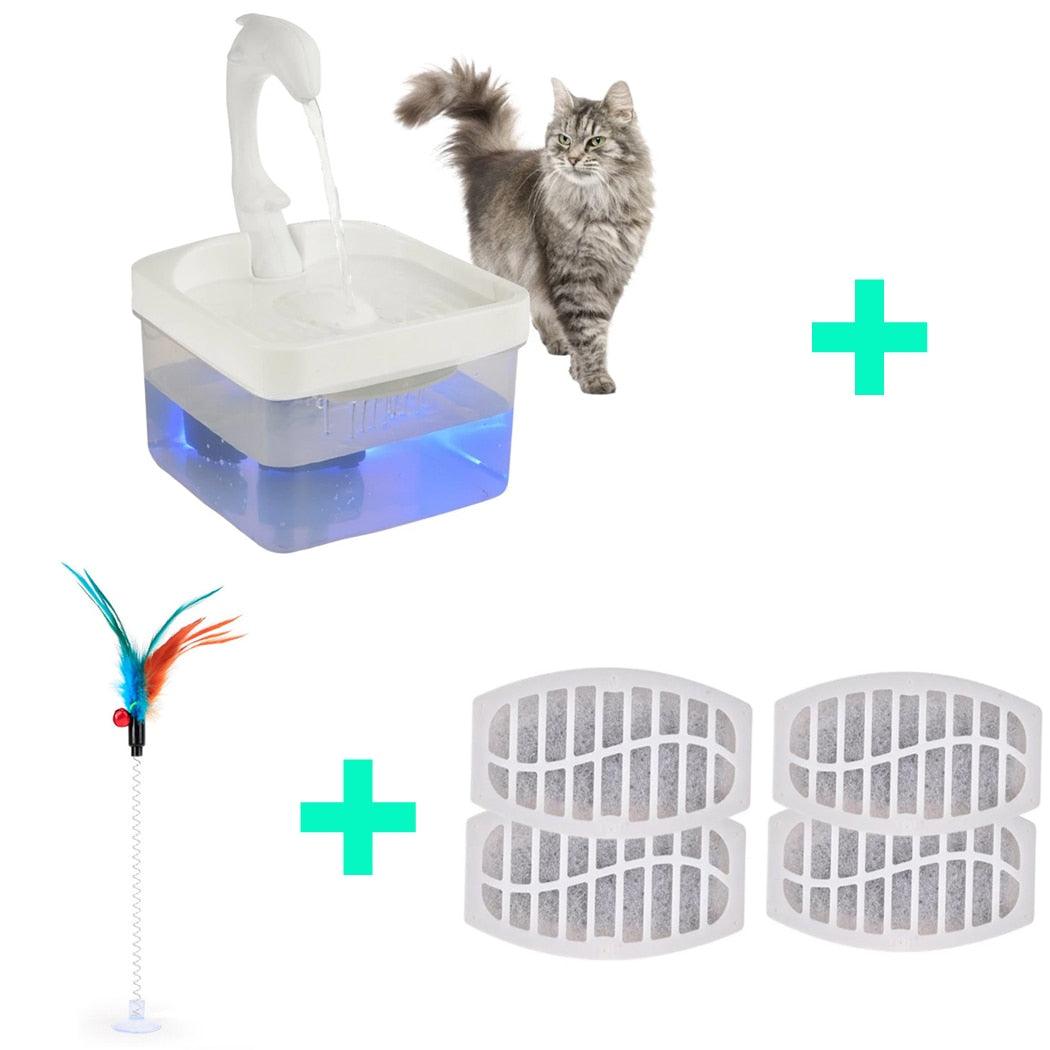 Pet Water Fountain Swan Neck Shaped Cat Water Dispenser Prevent Dry Burn Drinking Fountain 2L With LED Light Bird Dog Drink Bowl - Pampered Pets