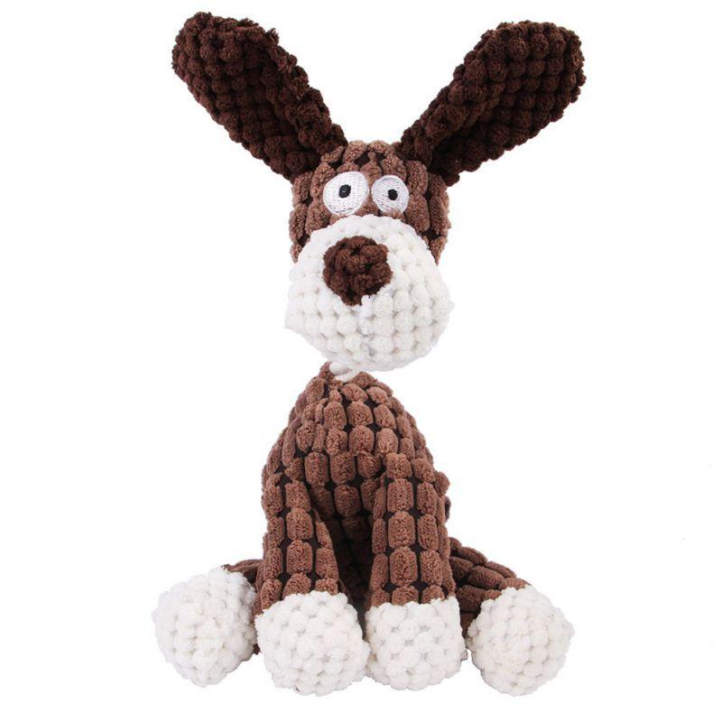 Fun Pets Toy Donkey Shape Corduroy Chew Toy For Dog Puppy Squeaker Squeaky Plush Bone Molar Dog Toy Pet Training Dog Accessories - Pampered Pets