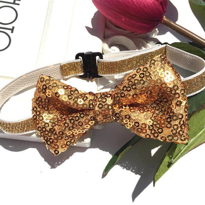 Lovely Sequin Pets Grooming Accessories Cute Dog Puppy Cat Kitten Pet Toy Kid Solid Bow Tie Necktie Clothes Cat Dog Necktie | Pampered Pets