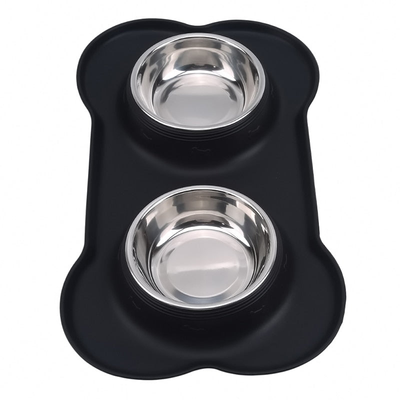 Dog Bowls Stainless Steel Dog Bowl with No Spill Non-Skid Silicone Mat Feeder Bowls Pet Bowl for Dogs Cats and Pets | Pampered Pets
