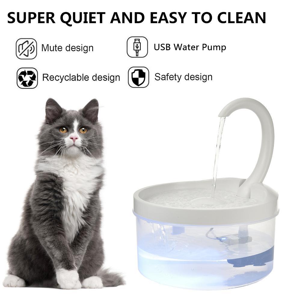 Pet Water Fountain Swan Neck Shaped Cat Water Dispenser Prevent Dry Burn Drinking Fountain 2L With LED Light Bird Dog Drink Bowl - Pampered Pets