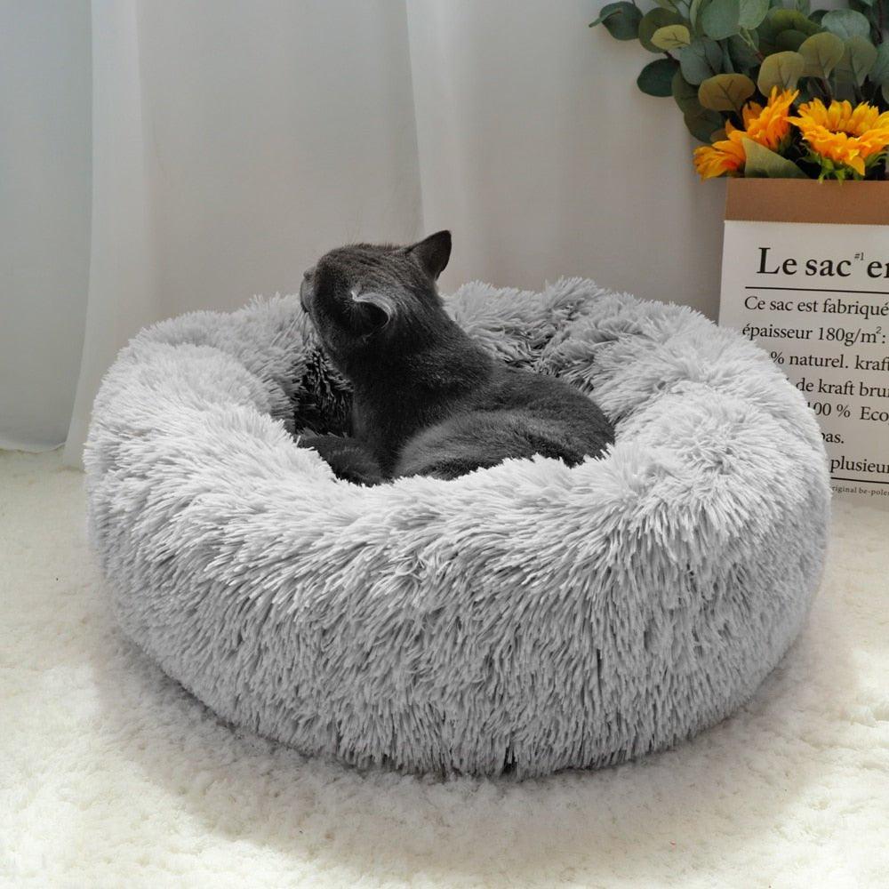 Pet Dog Bed Warm Fleece Round Dog Kennel House Long Plush Winter Pets Dog Beds For Medium Large Dogs Cats Soft Sofa Cushion Mats - Pampered Pets