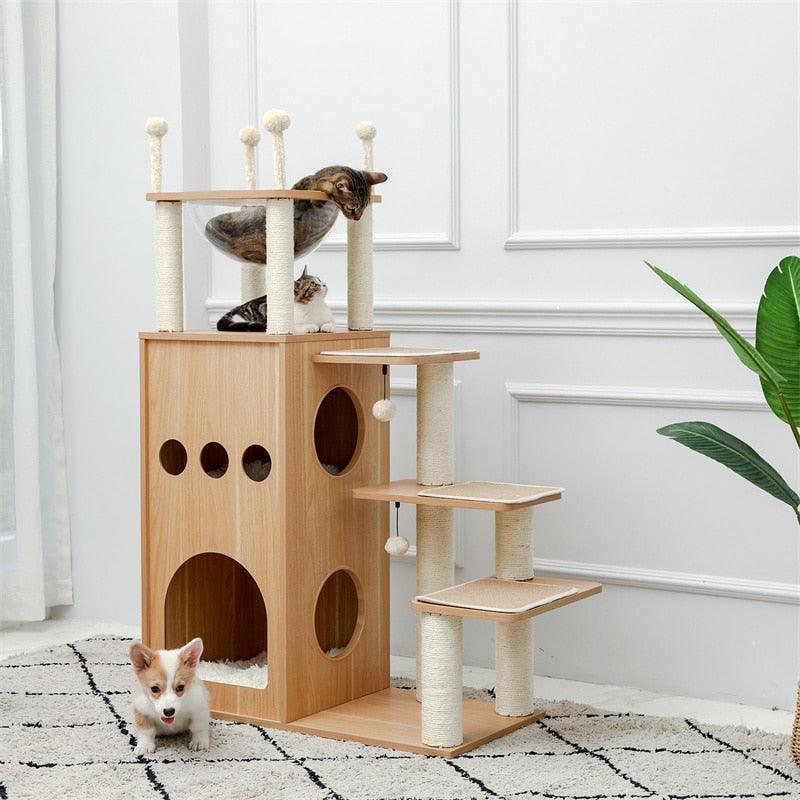 Rocket Styling Cat Tree Condo Scratching Post Multi-level Cat Towel Cozy Perches Climbing Tree Toys Activity Furniture Protector - Pampered Pets