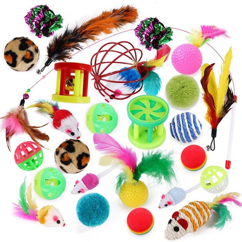 Pets Cat Toys Mouse Shape Balls Shapes Kitten Love New Pet Toy 21 Set Cat Channel Funny Cat Stick Mouse Supplies Value Bundle - Pampered Pets