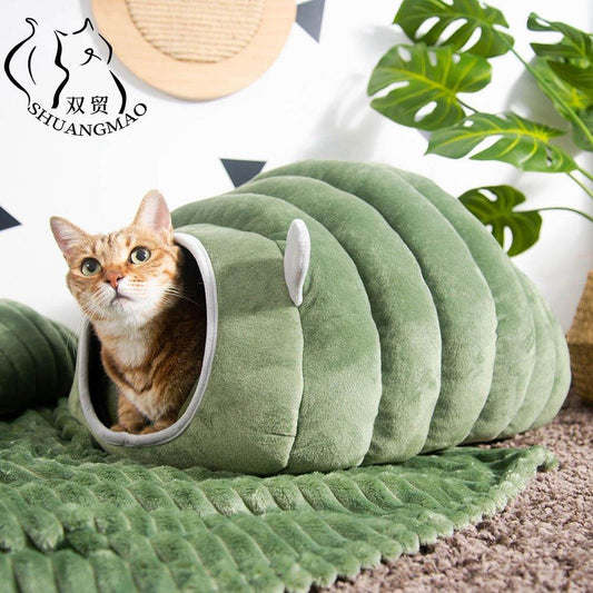 SHUANGMAO 3 Styles Cat Bed House Pet Winter Collapsible Plush Cat's Nest For Indoor Small Dogs Mat Warm Cave Sleeping Products - Pampered Pets