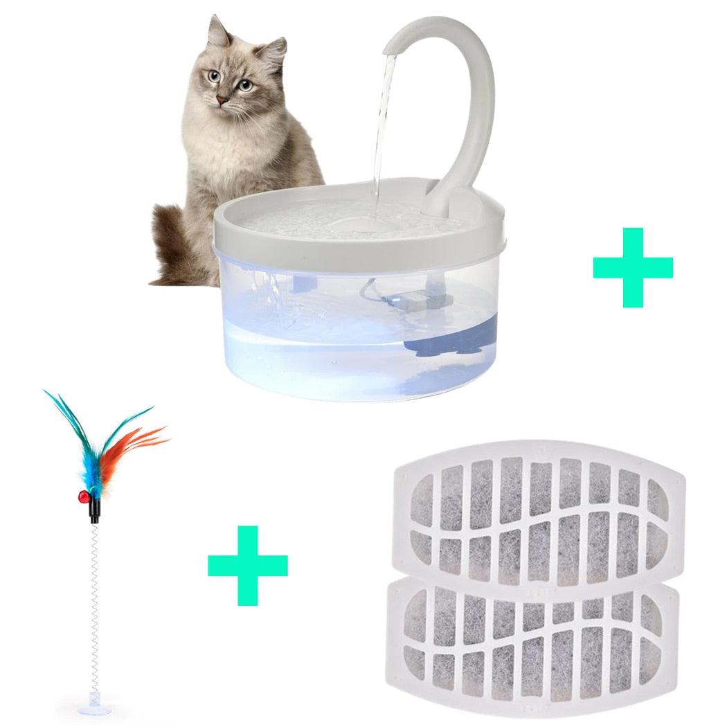 Pet Water Fountain Swan Neck Shaped Cat Water Dispenser Prevent Dry Burn Drinking Fountain 2L With LED Light Bird Dog Drink Bowl - Pampered Pets