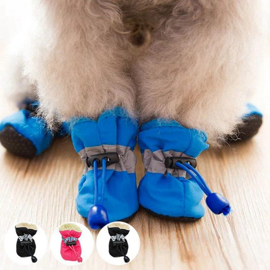 4pcs Antiskid Puppy Shoes Pet Protection Soft-soled Pet Dog Shoes Winter Waterproof Prewalkers Pet Supplies Dogs Paw Care - Pampered Pets