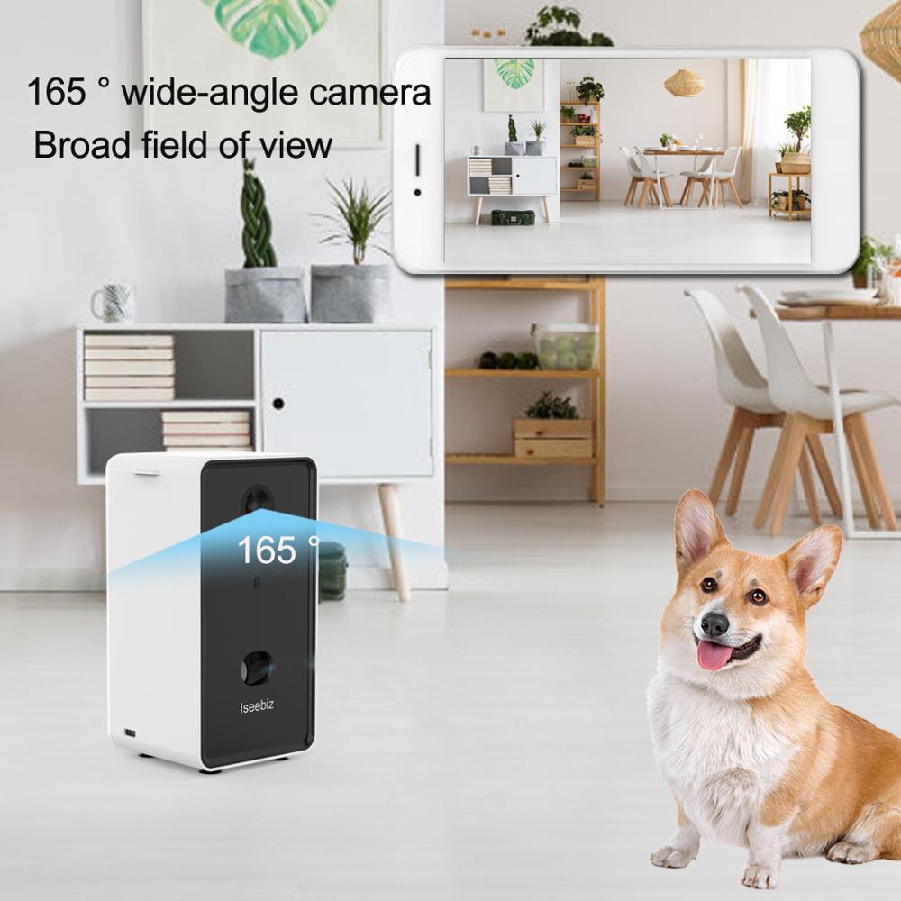 Iseebiz Dog Camera Treat Dispenser Automatic Pet Feeder WiFi Remote Pet Camera with Two-Way Audio and Night Vision Compatible - Pampered Pets