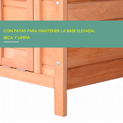 PawHut Conejera Madera de Exterior Jaula para Conejo Cobaya Casa para Animal Pequeno 51x42x43cm