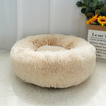 Pet Dog Bed Warm Fleece Round Dog Kennel House Long Plush Winter Pets Dog Beds For Medium Large Dogs Cats Soft Sofa Cushion Mats - Pampered Pets