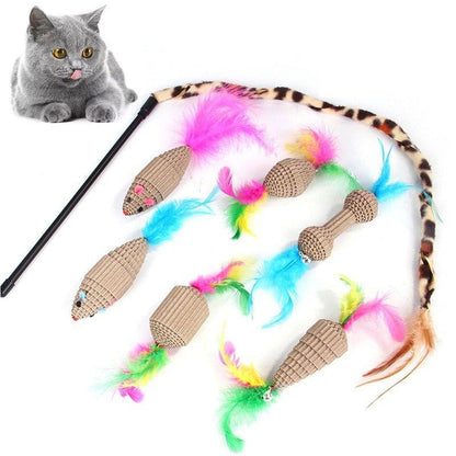 Pets Cat Toys Mouse Shape Balls Shapes Kitten Love New Pet Toy 21 Set Cat Channel Funny Cat Stick Mouse Supplies Value Bundle - Pampered Pets