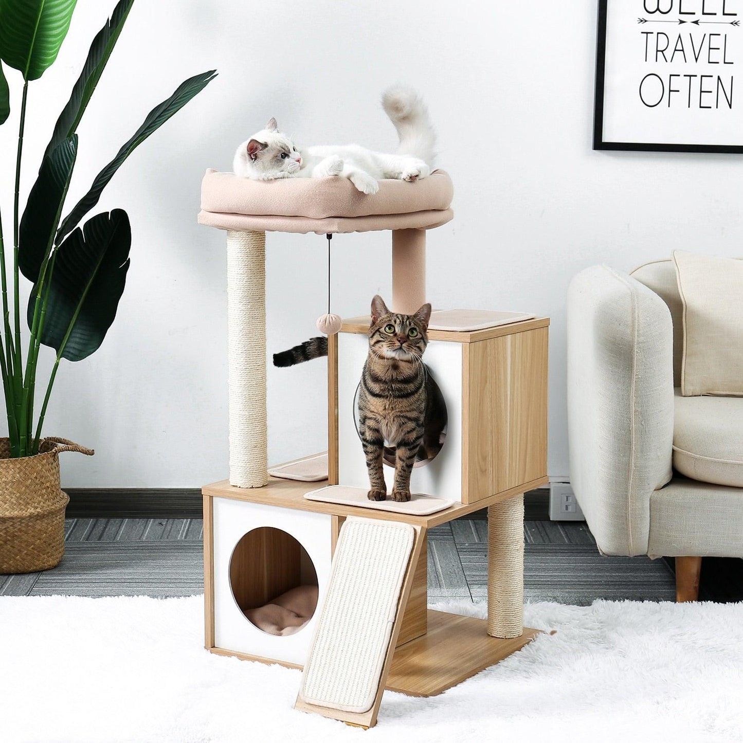 Rocket Styling Cat Tree Condo Scratching Post Multi-level Cat Towel Cozy Perches Climbing Tree Toys Activity Furniture Protector - Pampered Pets