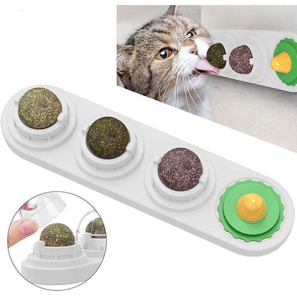 Pet Cat Catnip Wall Ball Cat Toy Catnip Balls Snack Healthy Rotatable Treats Toy Kitten Playing Chewing Cleaning Teeth Toys Food - Pampered Pets