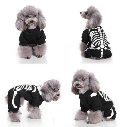 Winter Warm Dog Clothes Funny Skeleton Costumes Halloween Pet Cosplay Coat Puppy Fleece Jacket Clothes Pet Party Apparels - Pampered Pets