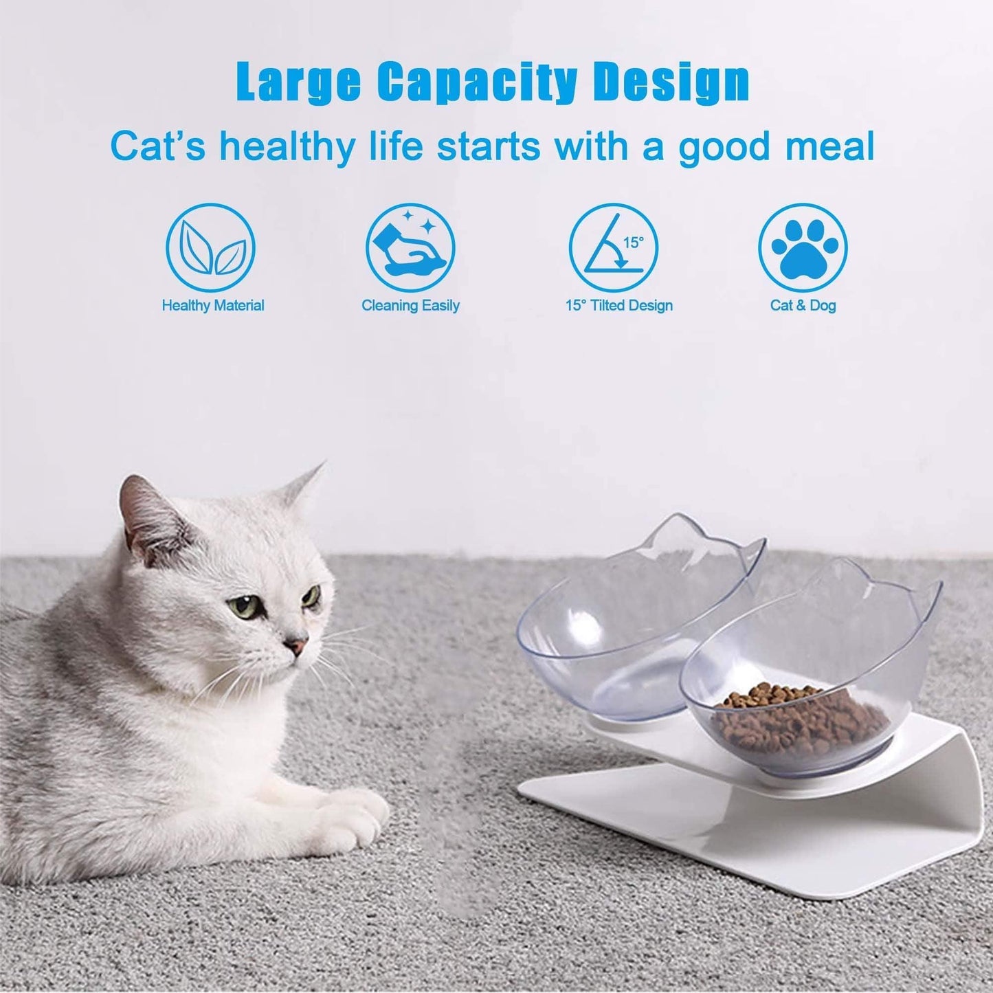 HOOPET Pet Bowl Non-slip Double Cat Bowl Dog Bowl With Raised Stand Food Water Feeder For Cats For Dogs Pets Supplies - Pampered Pets