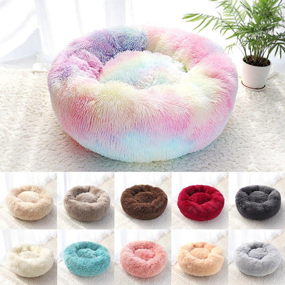 Pet Dog Bed Warm Fleece Round Dog Kennel House Long Plush Winter Pets Dog Beds For Medium Large Dogs Cats Soft Sofa Cushion Mats - Pampered Pets