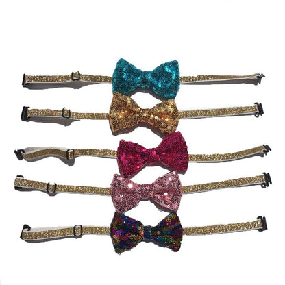 Lovely Sequin Pets Grooming Accessories Cute Dog Puppy Cat Kitten Pet Toy Kid Solid Bow Tie Necktie Clothes Cat Dog Necktie - Pampered Pets
