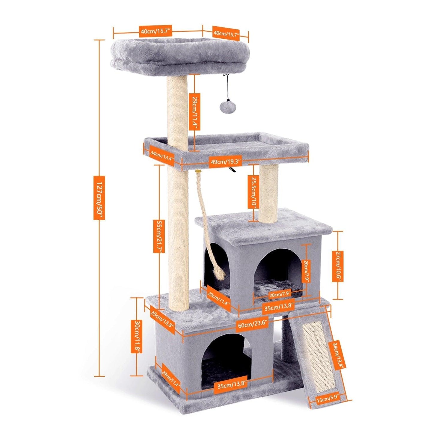 Fast Delivery Pet Cat Tree House Tower Condo Wood Cat Scratching Sisal-Covered Scratch Posts Pads with Play Ball for Cats Kitten - Pampered Pets