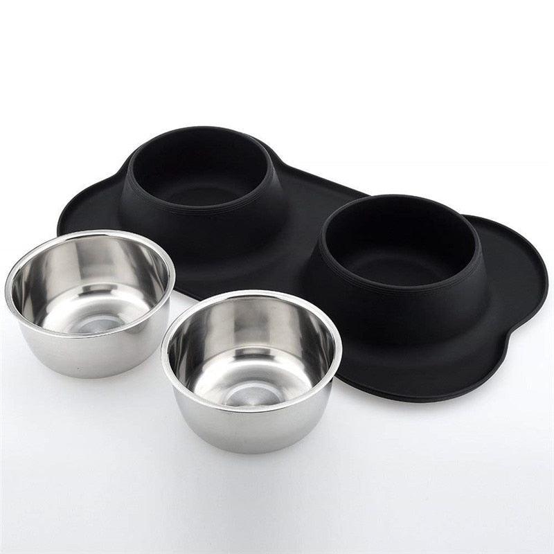 Dog Bowls Stainless Steel Dog Bowl with No Spill Non-Skid Silicone Mat Feeder Bowls Pet Bowl for Dogs Cats and Pets - Pampered Pets