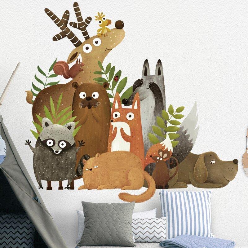 Cleaver Lovely Animals PETS Wall Stickers Paint Style for Living Room Kids Room Wall Decal Baby Nursery Wall Decor Gift Murals - Pampered Pets