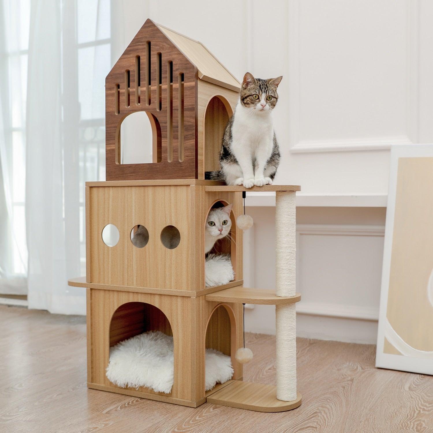 Rocket Styling Cat Tree Condo Scratching Post Multi-level Cat Towel Cozy Perches Climbing Tree Toys Activity Furniture Protector - Pampered Pets