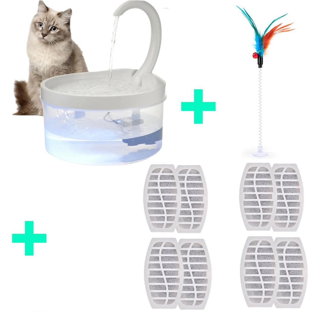 Pet Water Fountain Swan Neck Shaped Cat Water Dispenser Prevent Dry Burn Drinking Fountain 2L With LED Light Bird Dog Drink Bowl - Pampered Pets