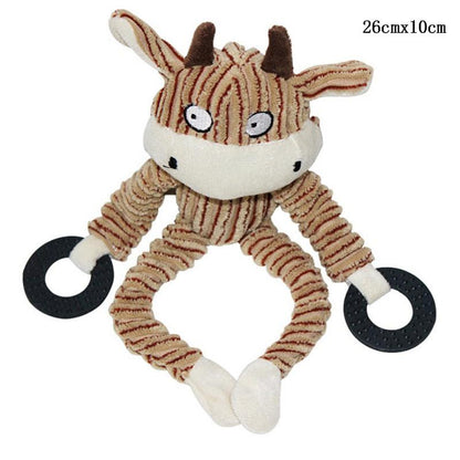 Fun Pets Toy Donkey Shape Corduroy Chew Toy For Dog Puppy Squeaker Squeaky Plush Bone Molar Dog Toy Pet Training Dog Accessories - Pampered Pets