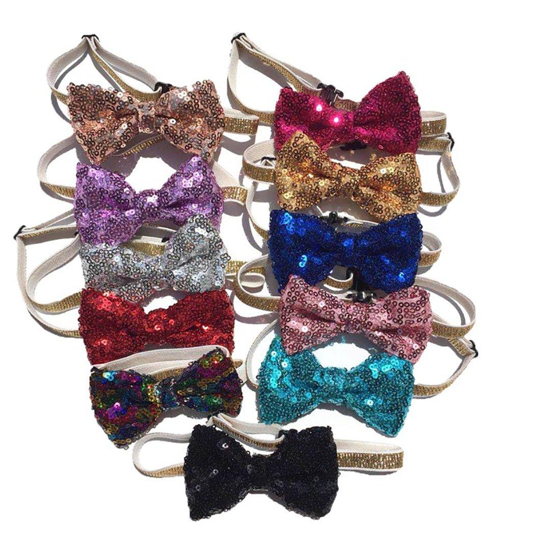 Lovely Sequin Pets Grooming Accessories Cute Dog Puppy Cat Kitten Pet Toy Kid Solid Bow Tie Necktie Clothes Cat Dog Necktie - Pampered Pets