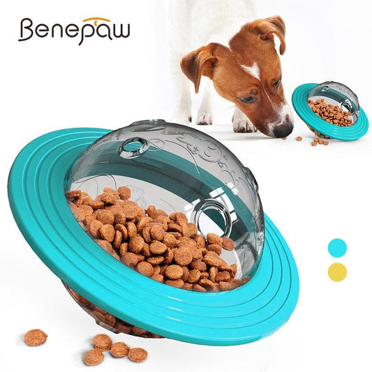 Benepaw Interactive Dog Toys Treat Dispenser Durable Nontoxic Pet Chew Toys Puppy Fun Flying Disc Puzzle Slow Feeder Food Ball - Pampered Pets