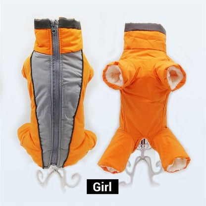 Winter Overalls for Dogs Warm Waterproof Pet Jumpsuit Trousers Male/ Female Dog Reflective Small Dog Clothes Puppy Down Jacket - Pampered Pets