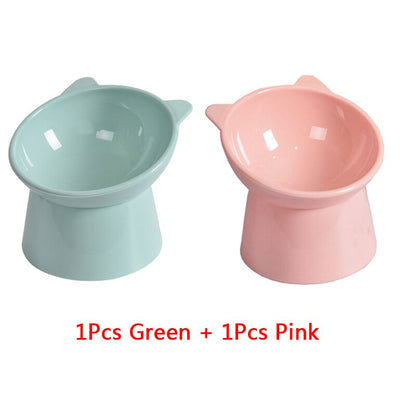 2Pcs/set Cat Bowl 45°Neck Protector High Foot Dog Bowl Cat Food Water Bowl Cute Binaural Pet Feeding Cup Feeder Bowls - Pampered Pets