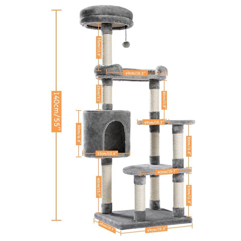 Wood Cat Tree Cats Multi Floor Large Play Tower Sisal Scratching Post Kitten Furniture Activity Centre Condo Playhouse Dang toy - Pampered Pets