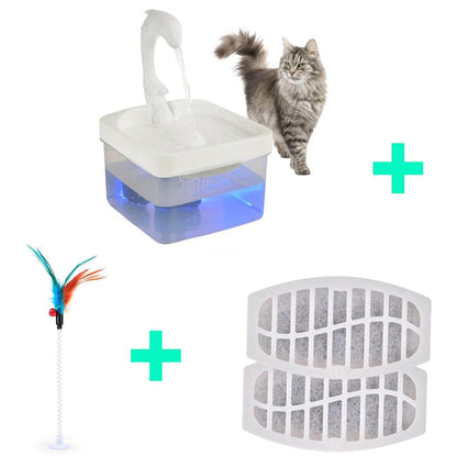 Pet Water Fountain Swan Neck Shaped Cat Water Dispenser Prevent Dry Burn Drinking Fountain 2L With LED Light Bird Dog Drink Bowl - Pampered Pets