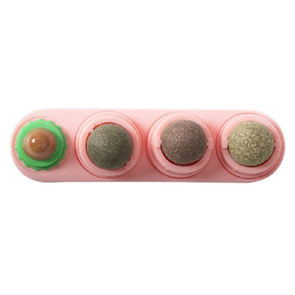 Pet Cat Catnip Wall Ball Cat Toy Catnip Balls Snack Healthy Rotatable Treats Toy Kitten Playing Chewing Cleaning Teeth Toys Food - Pampered Pets