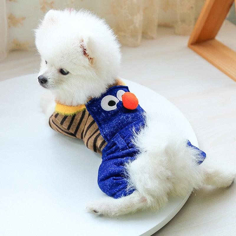 PETCIECLE Pet Dress Teddy Pomeranian Bichon Dog Comfortable Autumn and Winter Thick Striped Bib Shorts - Pampered Pets