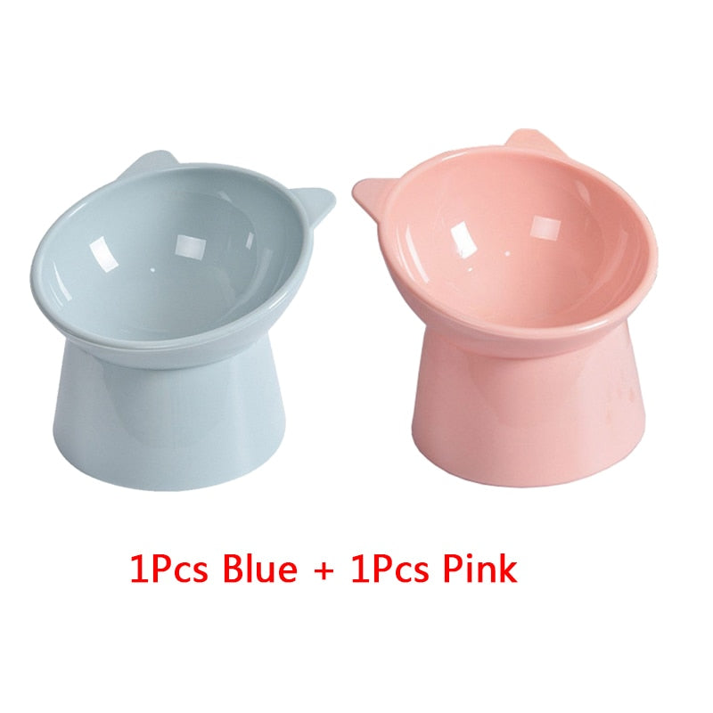 2Pcs/set Cat Bowl 45°Neck Protector High Foot Dog Bowl Cat Food Water Bowl Cute Binaural Pet Feeding Cup Feeder Bowls | Pampered Pets