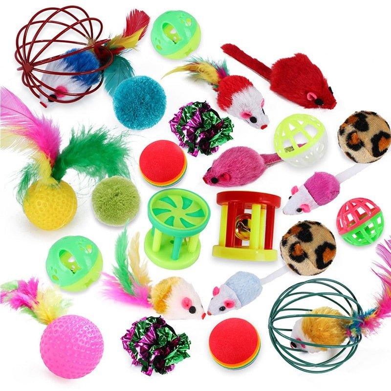 Pets Cat Toys Mouse Shape Balls Shapes Kitten Love New Pet Toy 21 Set Cat Channel Funny Cat Stick Mouse Supplies Value Bundle - Pampered Pets