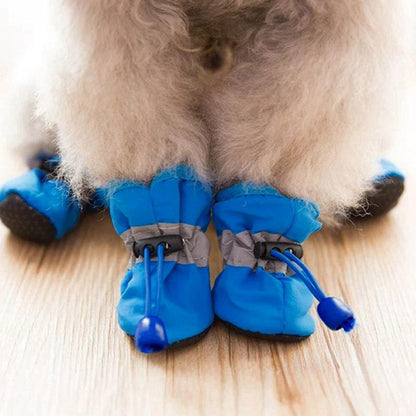 4pcs/set Waterproof Winter Pet Dog Shoes Anti-slip Rain Snow Boots Footwear Thick Warm For Small Cats Puppy Dogs Socks Booties - Pampered Pets