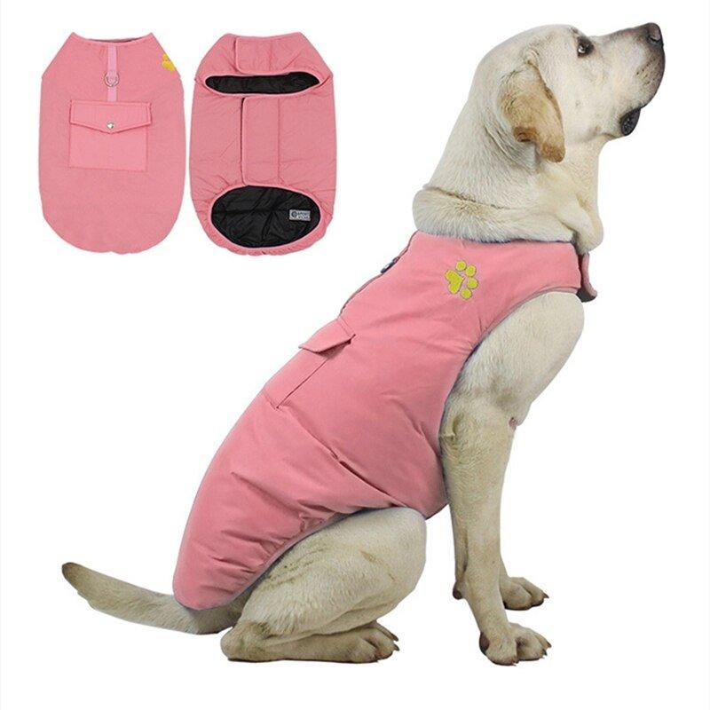 XS-4XL Double Sided Solid Color Windproof Chest Harness for Dogs Fashion Warm Dog Paw Print Vest Pets Waterproof Chests Clothes - Pampered Pets