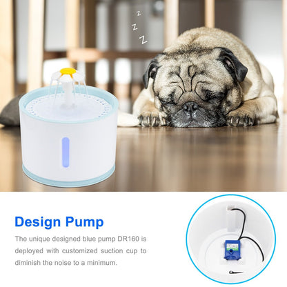 2.4L Automatic Pet Cat Water Fountain with LED Electric USB Dog Cat Pet Mute Drinker Feeder Bowl Pet Drinking Fountain Dispenser | Pampered Pets