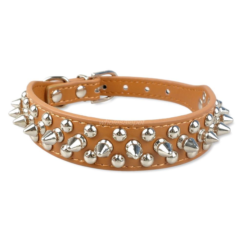 Leather Dog Cat Collar 1 Row Spiked Studded Puppy Pet Collars for Small Medium Dogs Chihuahua Yorkies XXS XS - Pampered Pets