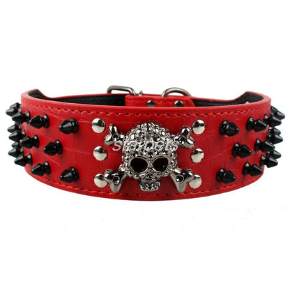 2" wide spiked studded leather dog collar bullet rivets - 7