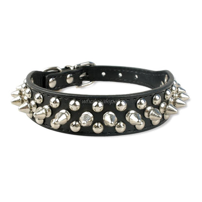 Leather Dog Cat Collar 1 Row Spiked Studded Puppy Pet Collars for Small Medium Dogs Chihuahua Yorkies XXS XS - Pampered Pets