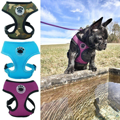 Dog Harness Paw Adjustable Soft Breathable Cat Control Nylon Mesh Vest Harness for Pet Puppy Collar Chest Strap - Pampered Pets