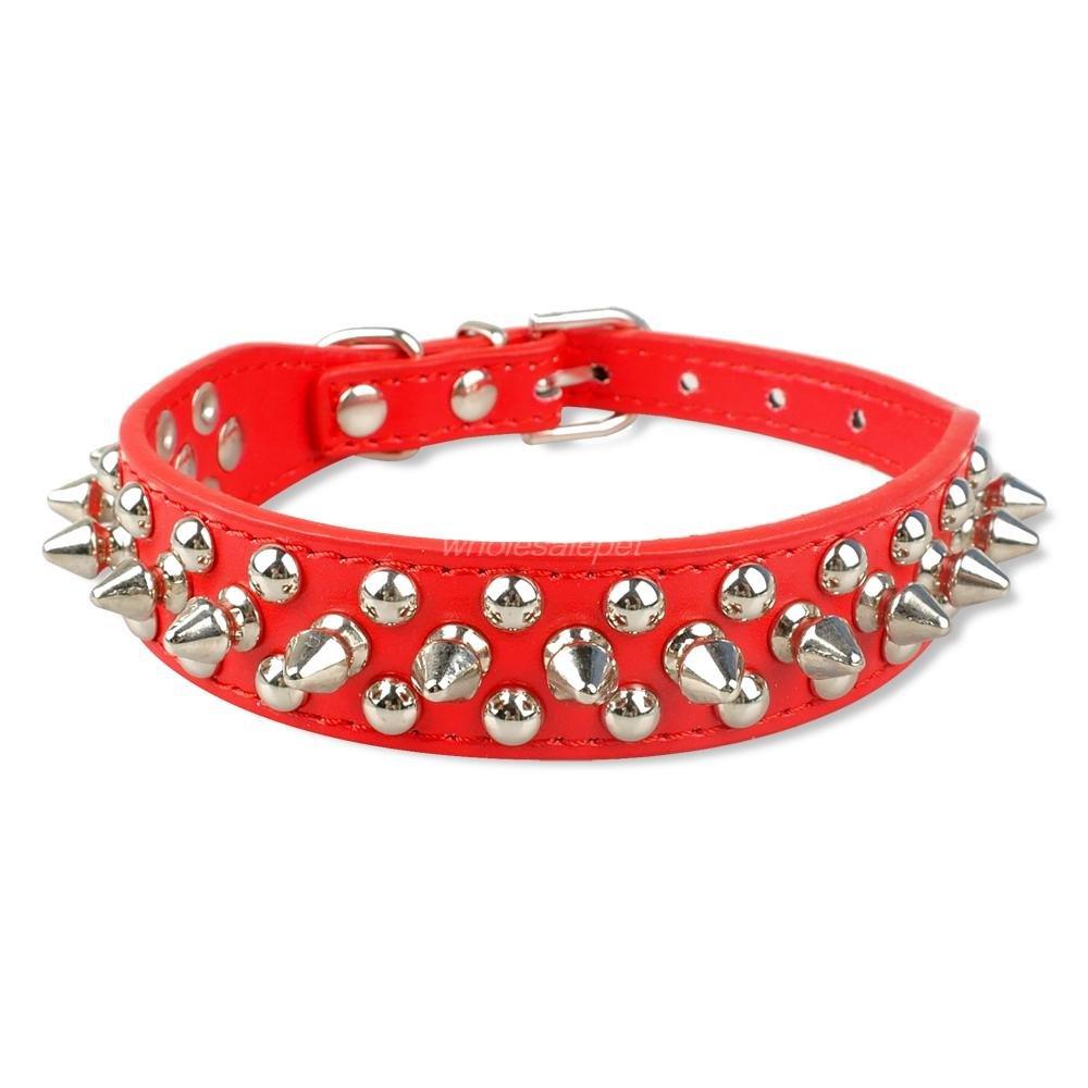 Leather Dog Cat Collar 1 Row Spiked Studded Puppy Pet Collars for Small Medium Dogs Chihuahua Yorkies XXS XS - Pampered Pets