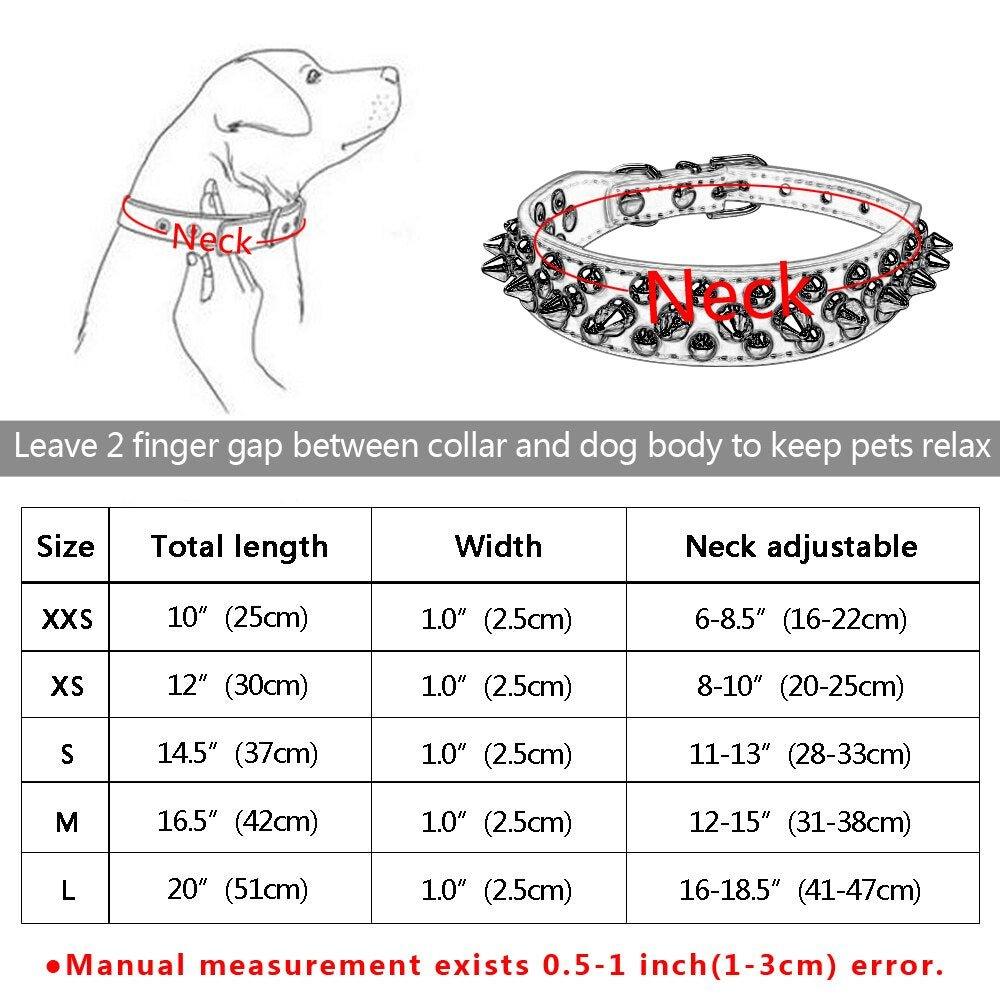 Leather Dog Cat Collar 1 Row Spiked Studded Puppy Pet Collars for Small Medium Dogs Chihuahua Yorkies XXS XS - Pampered Pets