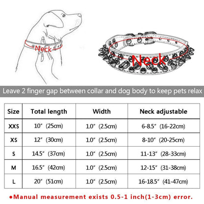 Leather Dog Cat Collar 1 Row Spiked Studded Puppy Pet Collars for Small Medium Dogs Chihuahua Yorkies XXS XS - Pampered Pets